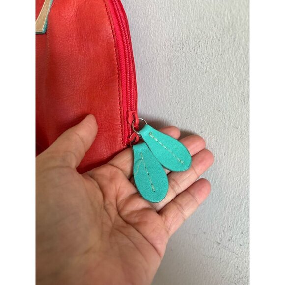 Velez 100% Leather Mini Backpack Multicolor Red Bag Size Small - Picture 4 of 12